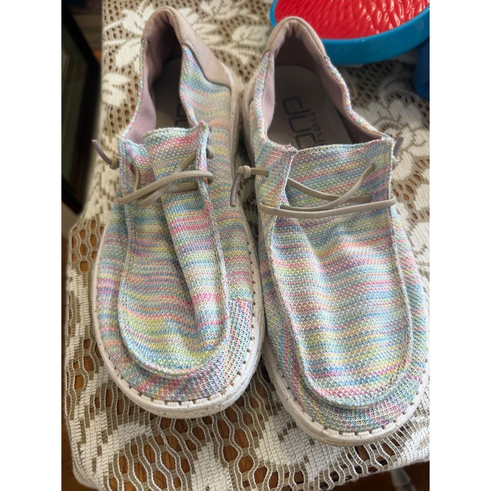 Hey Dude Wendy Sox Rainbow Knit Slip On Loafers Shoes Womens 10 Multicolor